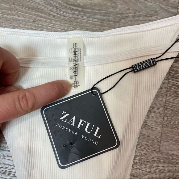 ZAFUL White Ribbed Bikini Bottom - Picture 4 of 5